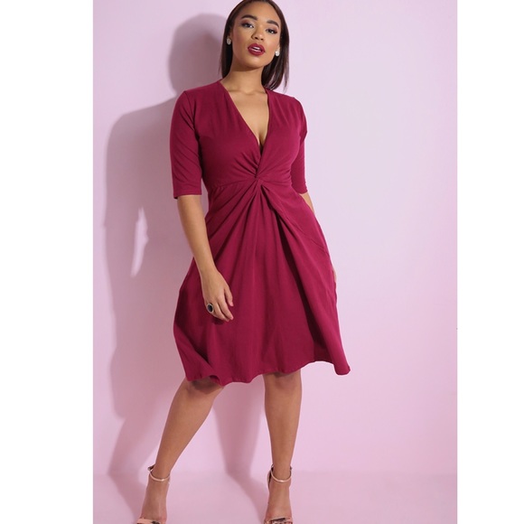 Rebdolls Dresses & Skirts - Plus Size Twist Front Midi Dress